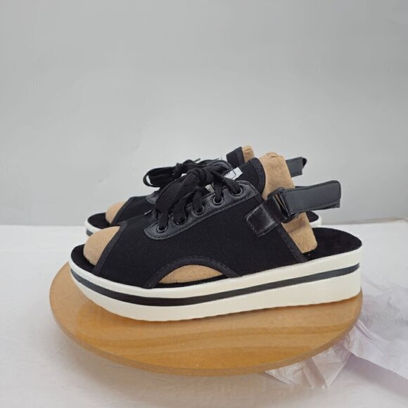 Black Slingback Sandal with Wedge Heel - Picture 4 of 8